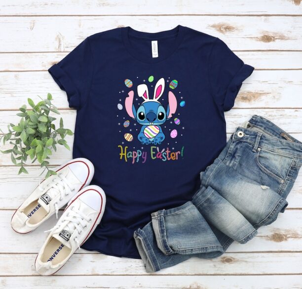 Happy Easter Stitch Shirt, Disney Stitch Bunny T-Shirt, Stitch Lover Tee, Disney Egg Tee, Disney Matching Shirt