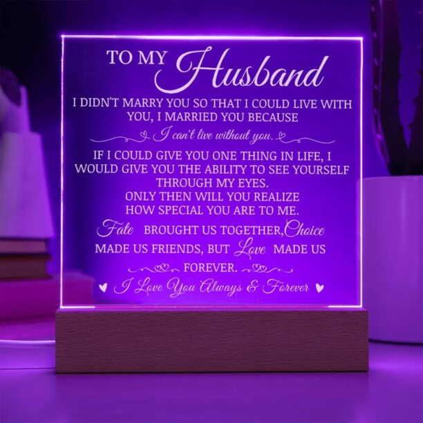 To My Husband "Can't Live Without You" Acrylic Plaque, Ideal Gift for Wedding Anniversary