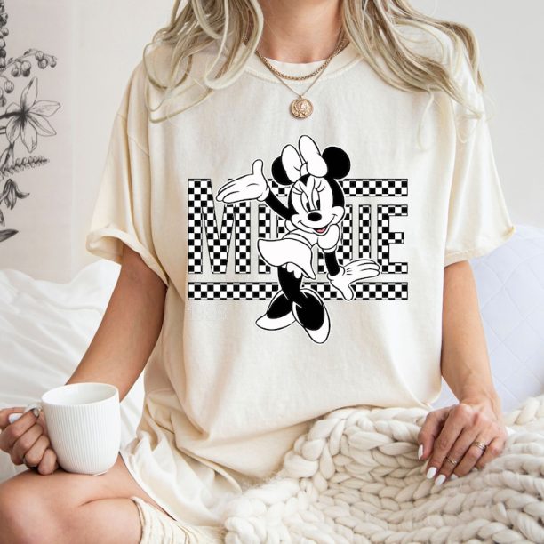 Comfort Colors® Vintage Minnie Shirt, Disney Shirt, Minnie 1928 Shirt, Checkered Minnie Shirt, Checkered Disney Shirt