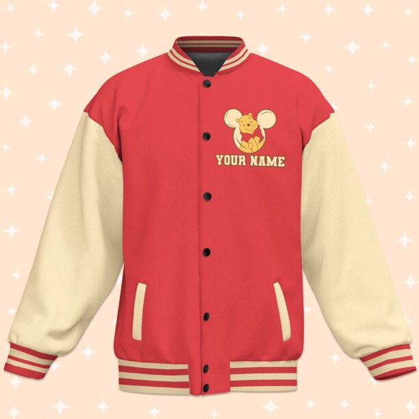 Personalize Winnie The Pooh Hundred Acre Woods Red, Adult Varsity Jacket, Uniform Varsity, Gift For Boyfriend, Besties