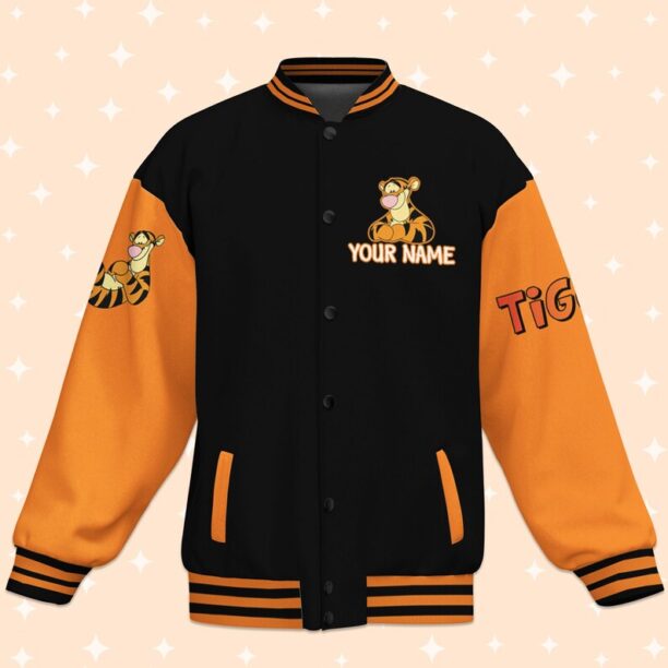 Personalize Winnie The Pooh Tiggers Don't Jump They Bounce Black, Disney Varsity Jacket, Adult Varsity Jacket