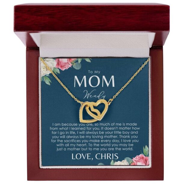 Mom Necklace Gift From Son - Personalized Message Card - Mama, Mum, Mommy Gift Ideas For Birthday, Christmas