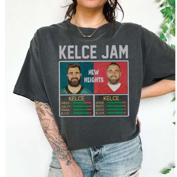 Kelce Jam New Heights Retro Football Sweatshirt, Jason Kelce And Travis Kelce Shirt, Game Day Shirt