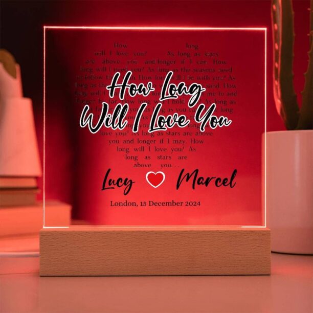 Personalized Heart Shaped Song Lyrics on Square Acrylic Plaque | Christmas, Wedding Anniversary