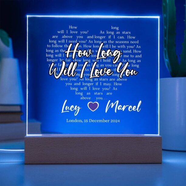 Personalized Heart Shaped Song Lyrics on Square Acrylic Plaque | Christmas, Wedding Anniversary