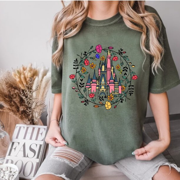 Comfort Colors® Magic Kingdom Castle Shirt, Princess Castle Shirt, Floral Castle Shirt, Disney Magical Castle Tee