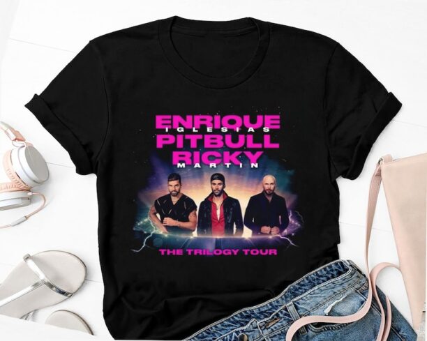 Graphic Enrique Iglesias Pitbull Ricky Martin The Trilogy Tour 2023-2024 Shirt, The Trilogy Concert Shirt