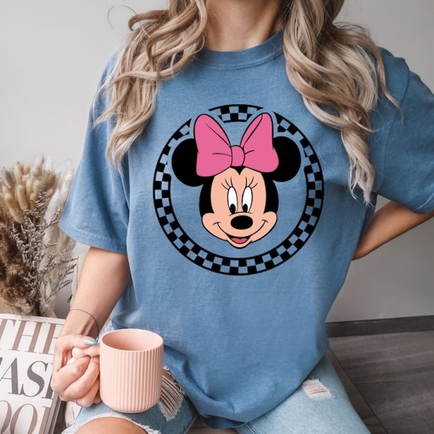 Comfort Colors® Minnie Mouse Shirt, Retro Disney Shirts, Minnie Checkered Shirt, Disney Gift Shirts, Disney Shirts Women