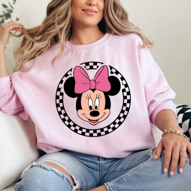 Comfort Colors® Minnie Mouse Shirt, Retro Disney Shirts, Minnie Checkered Shirt, Disney Gift Shirts, Disney Shirts Women