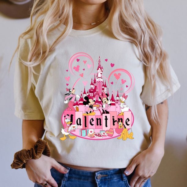 Comfort Colors® Mickey And Friends Valentines, Disneyland Valentines Day Shirt, Valentines Disney Family Tee