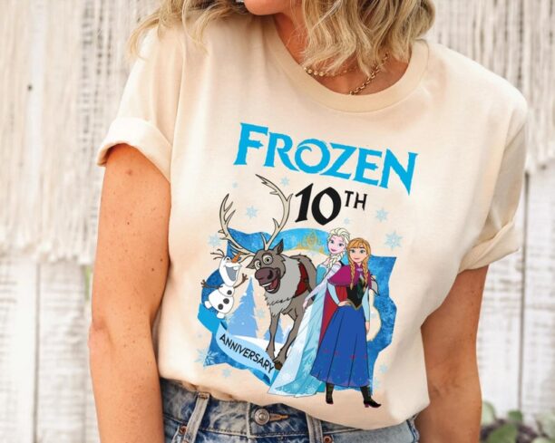 Retro Frozen 10th Anniversary Shirt, Elsa Anna Princesses Olaf Sven, Disney Frozen 10 Years T-shirt, Walt Disney World