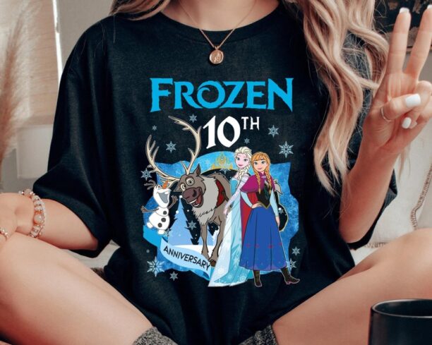 Retro Frozen 10th Anniversary Shirt, Elsa Anna Princesses Olaf Sven, Disney Frozen 10 Years T-shirt, Walt Disney World