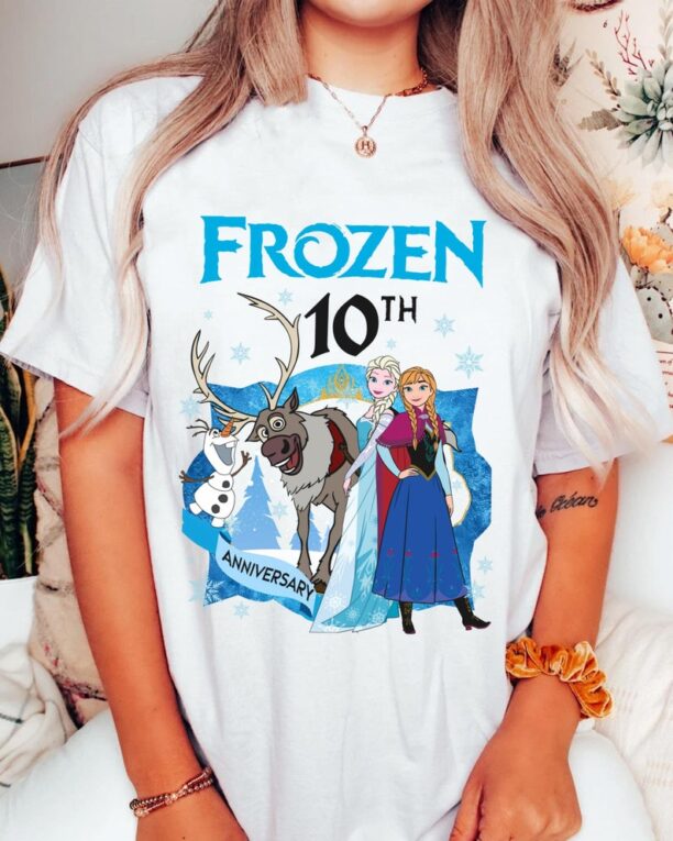 Retro Frozen 10th Anniversary Shirt, Elsa Anna Princesses Olaf Sven, Disney Frozen 10 Years T-shirt, Walt Disney World