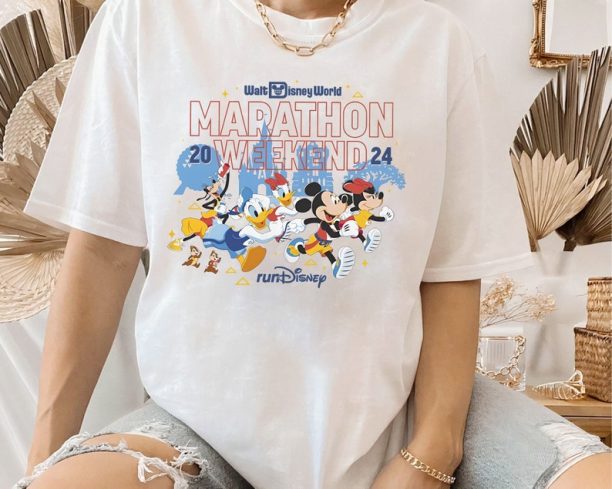 runDisney Mickey And Friends Marathon Weekend 2024 T-shirt, Donald Goofy Pluto Walt Disney World Runner Matching Tee