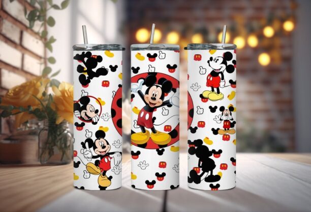 Red and Yellow Iconic Cartoon Disney Mouse Tumbler - Classic Mickey Mouse Tumbler - Enjoy Your Sips with Some Disneyland