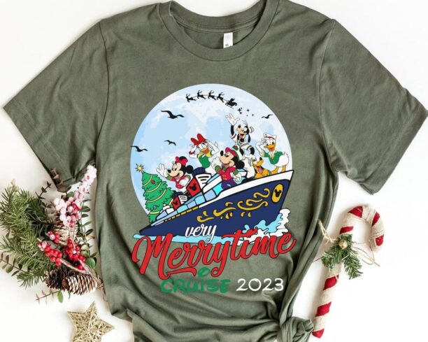 Mickey And Friends Very Merrytime Cruises 2023 Shirt, Disney Cruise Line Christmas T-shirt, Holiday At Sea