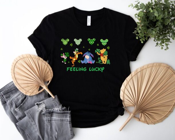 Disney Winnie The Pooh Feeling Lucky Shirt, Disney Characters St. Patrick's Shirt, Patrick's Day Tee