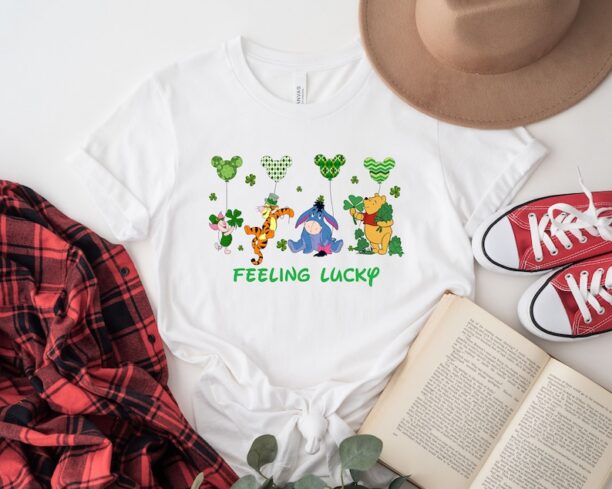 Disney Winnie The Pooh Feeling Lucky Shirt, Disney Characters St. Patrick's Shirt, Patrick's Day Tee