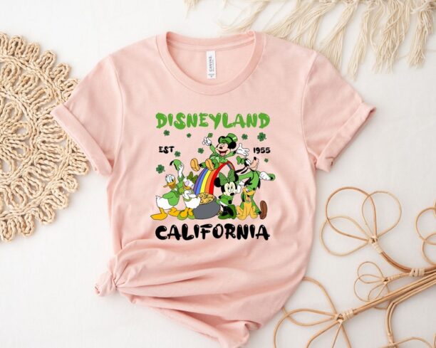 St. Patrick's Disneyland California Est 1955 Shirt, Disney Mickey And Friends Shamrock T-Shirt, Patrick's Day Shirt