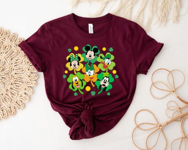 Disney Mickey And Friends Four Leaf Clover Shirt, Disney Characters St Patrick's T-Shirt, St Patrick's Day Tee