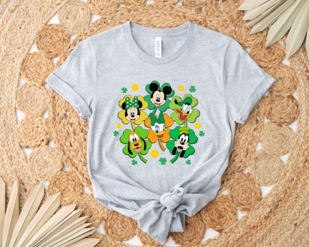 Disney Mickey And Friends Four Leaf Clover Shirt, Disney Characters St Patrick's T-Shirt, St Patrick's Day Tee