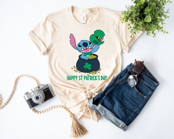 Happy St Patrick's Day Stitch Shirt, Disney Stitch Shamrock T-Shirt, Patrick's Day Shirt, Disney Shamrock Shirt