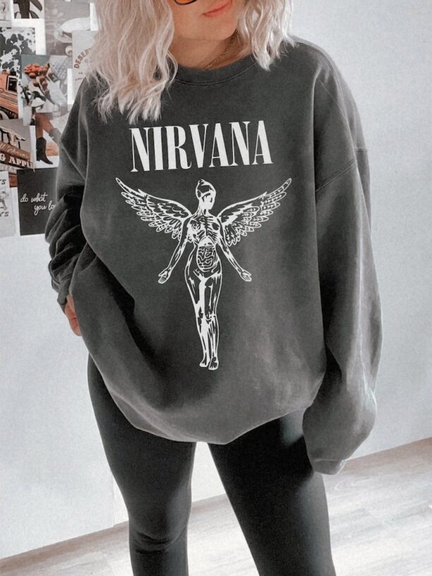 Nirvana Sweatshirt UNISEX Comfort Colors® 90s Vintage Band Shirt In Utero Crewneck Nirvana Tour Hoodie Kurt Cobain Rock