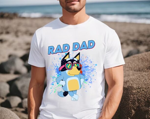 Rad Dad Bluey Shirt | Retro Bandit Heeler Shirt | Father's Day T-Shirt | Dad Bluey Shirt | Dad Shirt | Bluey Kids Tee