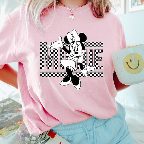 Comfort Colors® Vintage Minnie Shirt, Disney Shirt, Minnie 1928 Shirt, Checkered Minnie Shirt, Checkered Disney Shirt