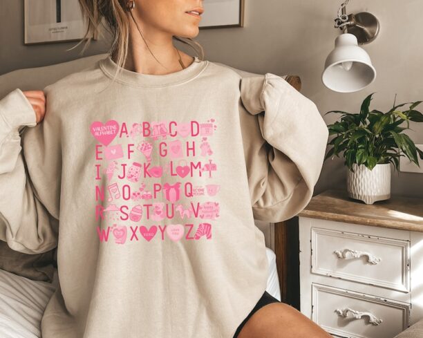 Teacher Valentine Sweatshirt, Teacher Alphabet, I Love U Hoodie, Alphabet Valentines Day, Alphabet Love You Sweater