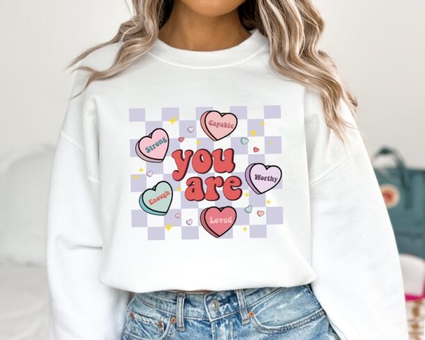 Cute Teacher Valentine Sweatshirt, Retro Heart Sweater, Women's Valentines Day Sweatshirt, Love Valentine Sweatshirt