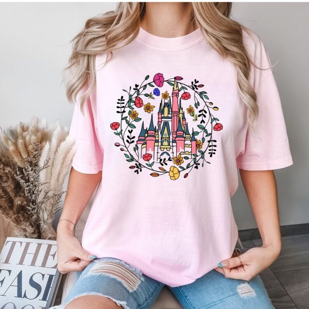 Comfort Colors® Magic Kingdom Castle Shirt, Princess Castle Shirt, Floral Castle Shirt, Disney Magical Castle Tee