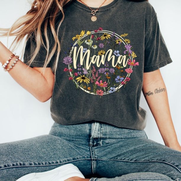 Comfort Colors® Floral Mama Shirt, Vintage Mama Shirt, Gift for Mom, Mother's Day Gift, Wild Flowers Mama Shirt