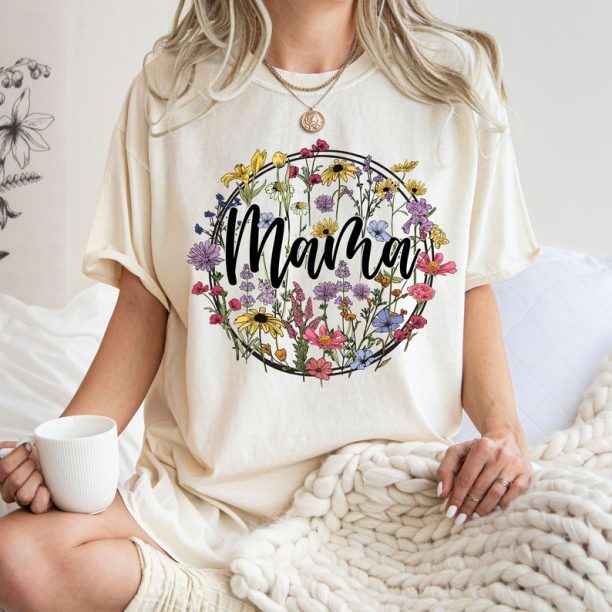 Comfort Colors® Floral Mama Shirt, Vintage Mama Shirt, Gift for Mom, Mother's Day Gift, Wild Flowers Mama Shirt