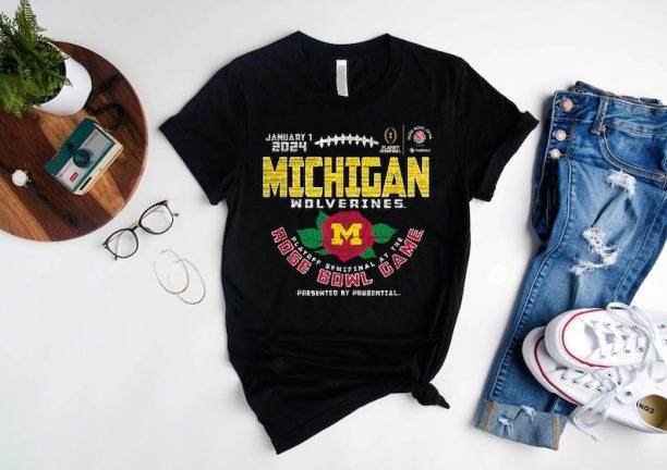 Michigan Wolverines Rose Bowl 2024 CFP Semi Vintage Flower T-Shirt