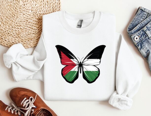 Palestine Butterfly Sweatshirt, Palestine Hoodie, Activist Sweatshirt, Gaza Hoodie, Human Rights Sweater