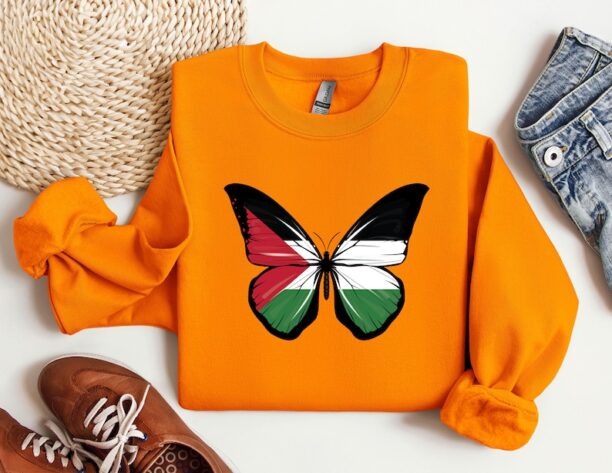 Palestine Butterfly Sweatshirt, Palestine Hoodie, Activist Sweatshirt, Gaza Hoodie, Human Rights Sweater