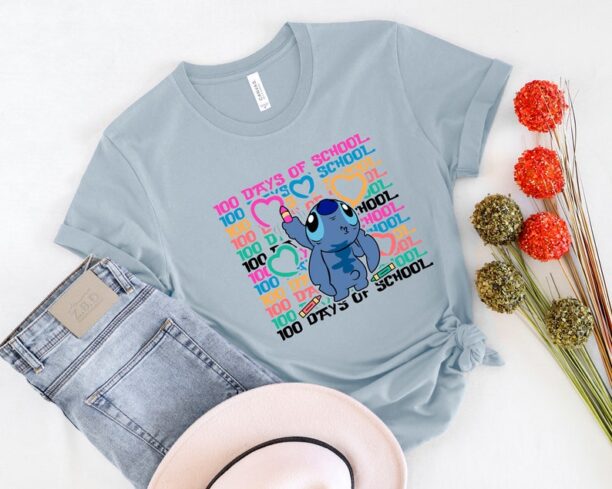 Disney School Matching Shirt,100th Day Of School Celebration Shirt, Stitch Back to School Shirt, Kindergarten Shirt