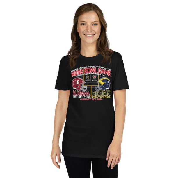 Alabama v Michigan Rose Bowl 2024-2024 CFP Semi Football Short-Sleeve Unisex T-Shirt