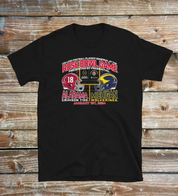 Alabama v Michigan Rose Bowl 2024-2024 CFP Semi Football Short-Sleeve Unisex T-Shirt