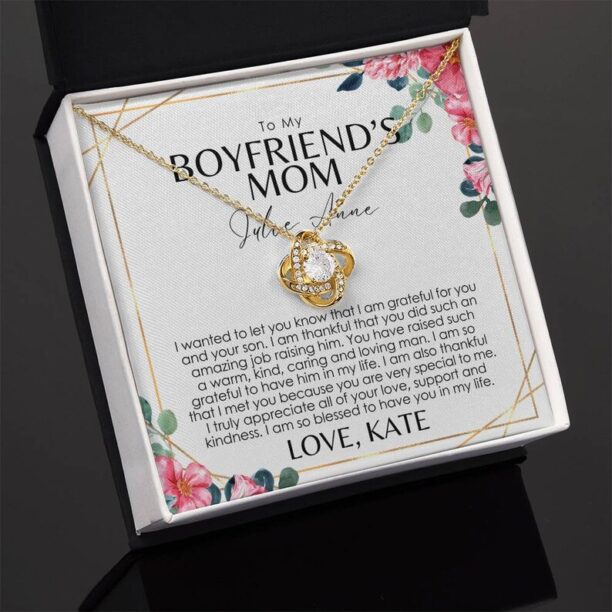 Boyfriend's Mom Necklace - Personalized Message Card - To My Bf's Mom Gift Ideas For Christmas, Birthday, Mother's Day