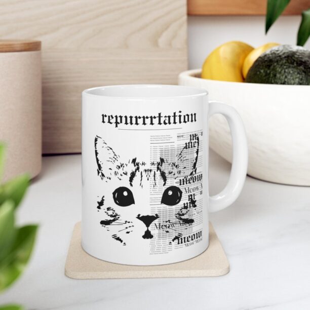 Repurtation Mug, Karma is a Cat Mug, Eras mug, Taylor fan mug, Swiftea mug, Music lover mug, Music fan mug, Cat Mug