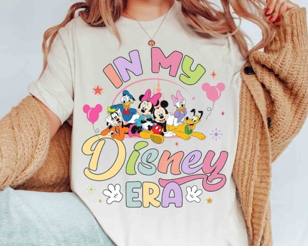 Vintage In My Disney Era Shirt, Retro Disney Castle Mickey Minnie Disney Balloons Tee