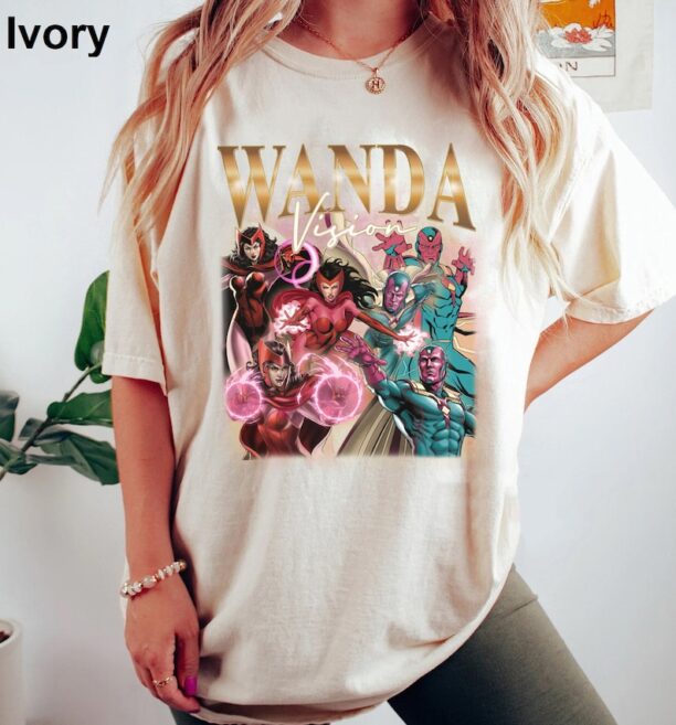 Vintage 90s Wandavision Comfort Colors Shirt, Scarlet Witch Shirt, Wanda Maximoff Shirt, Avengers Bootleg Shirt