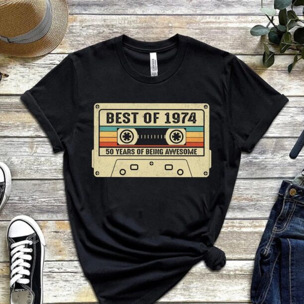 Vintage 1974 Limited Edition Cassette T-Shirt, 50th Birthday Shirt, 1974 Birthday Shirt, 50th Birthday Gift For Women