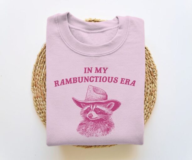 In My Rambunctious Era, Funny Sweatshirt, Raccoon Crewneck, Meme Sweatshirt, Cartoon Meme Top, Vintage Cartoon Sweater