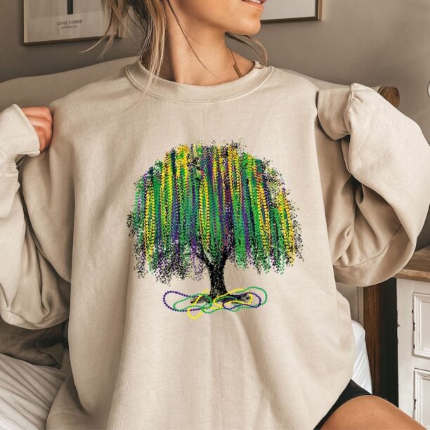 Mardi Gras Tree Sweatshirt Mardi Gras Shirt Fat Tuesday Hoodie NOLA New Orleans Shirt Mardi Gras Day Gift Watercolor