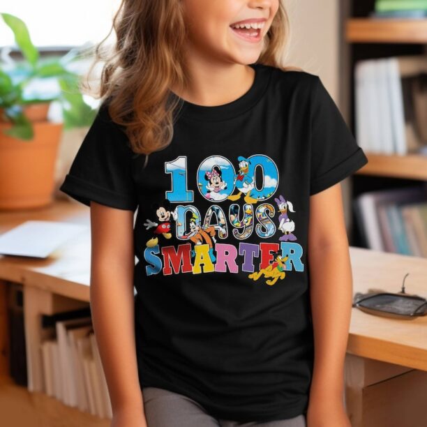 Mickey and Friends 100 Days Smarter Tshirt | Mickey Minnie 100th Day of School Shirt