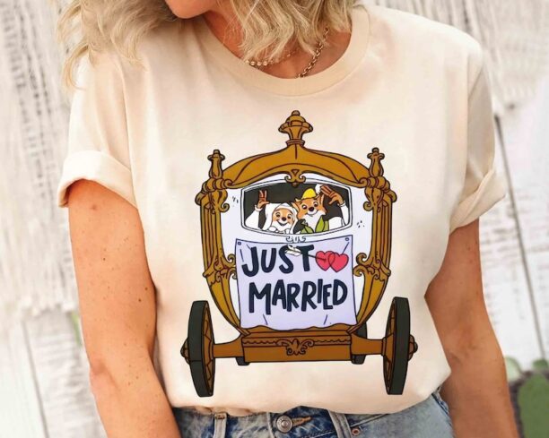 Disney Robin Hood And Maid Marian Just Married T-shirt, Disney Couples Valentine's Day Matching Tee