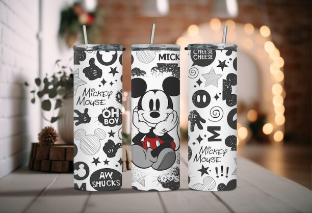 Black & White Mickey Mouse Club Tumbler - Cheesy Classic Disney Lover Tumbler - Disneyland Themed Tumblers to Keep the